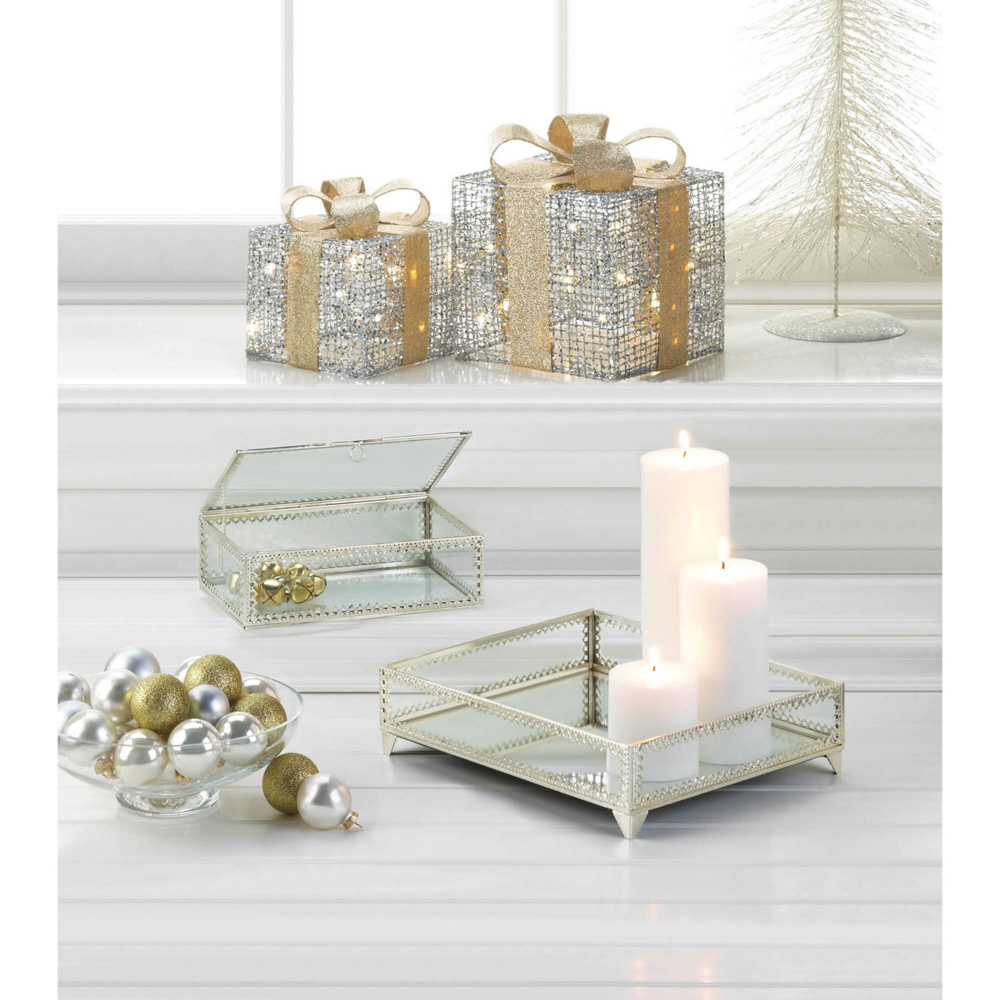 3" Silver Trim Glass Box